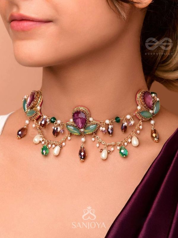 Trio Pear Diamond Drop Necklace